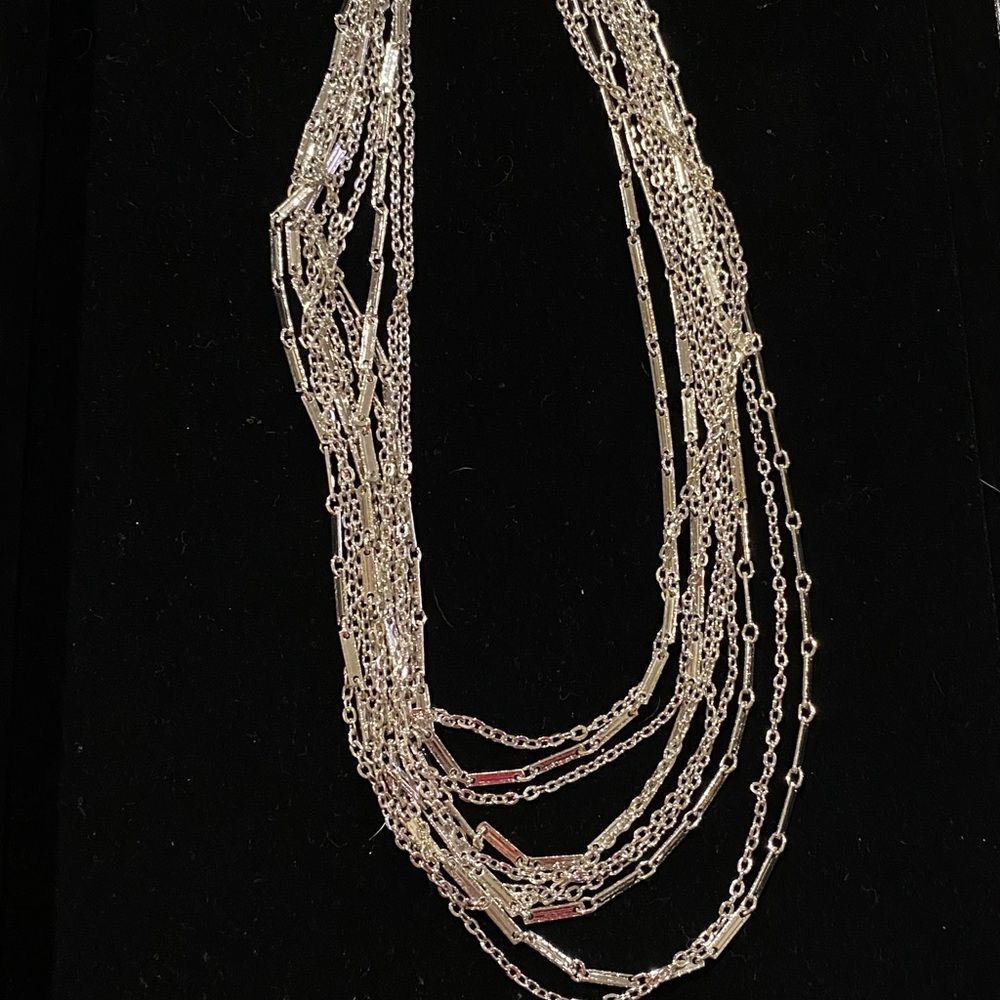 J22) Vintage Multi-chain Silver Necklace Elegant & Beautiful EUC